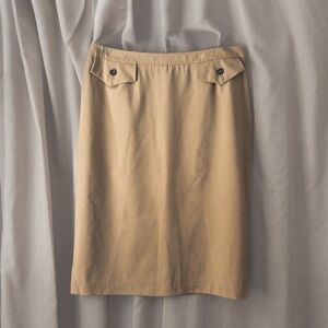 Yves Saint Laurent Rive Gauche Wool Skirt – Made in France – Safari Details